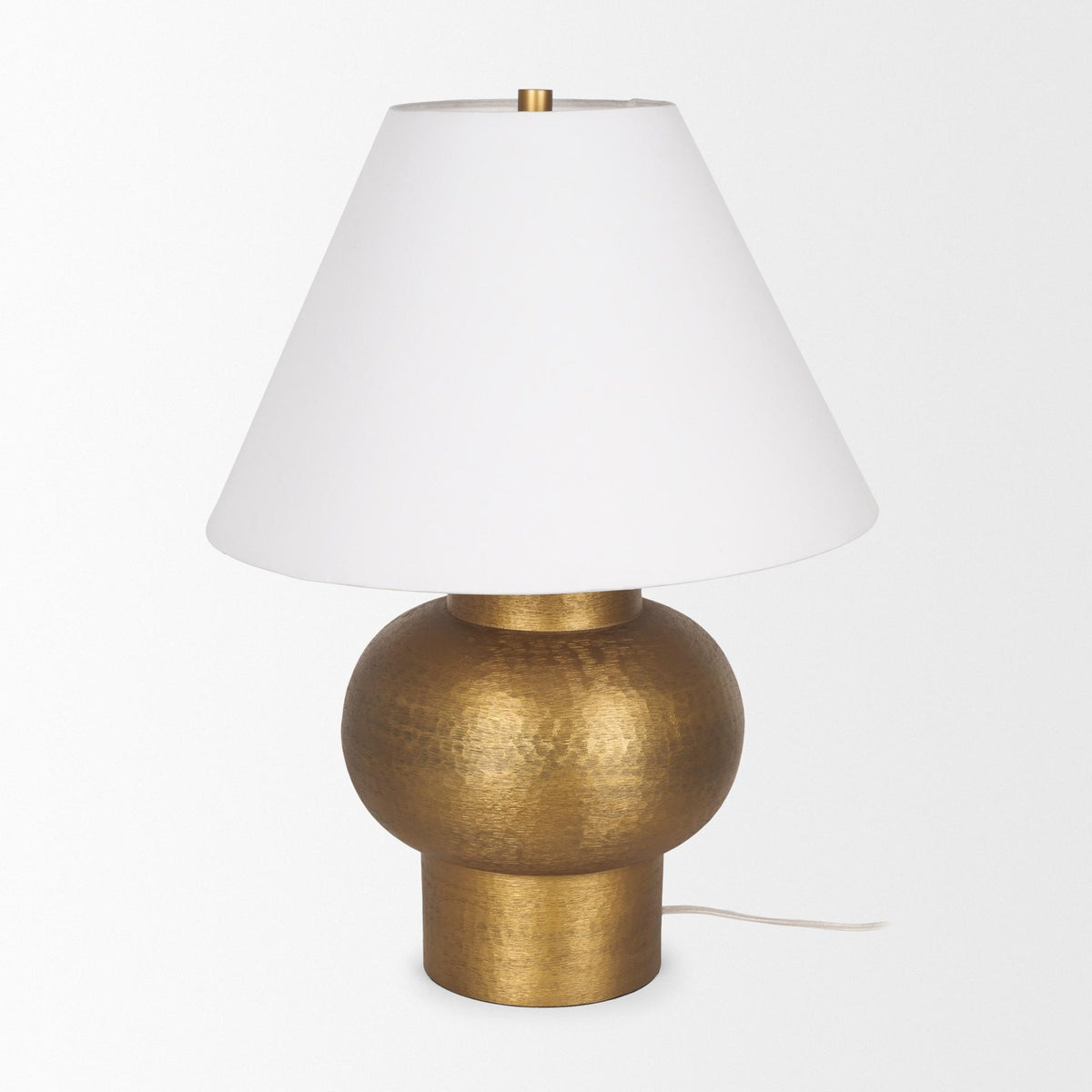 Mercana Salaah Antique Gold Brushed Metal w/ Cream Shade Table Lamp