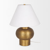 Mercana Salaah Antique Gold Brushed Metal w/ Cream Shade Table Lamp