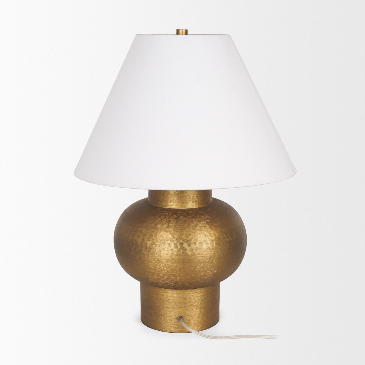 Mercana Salaah Antique Gold Brushed Metal w/ Cream Shade Table Lamp