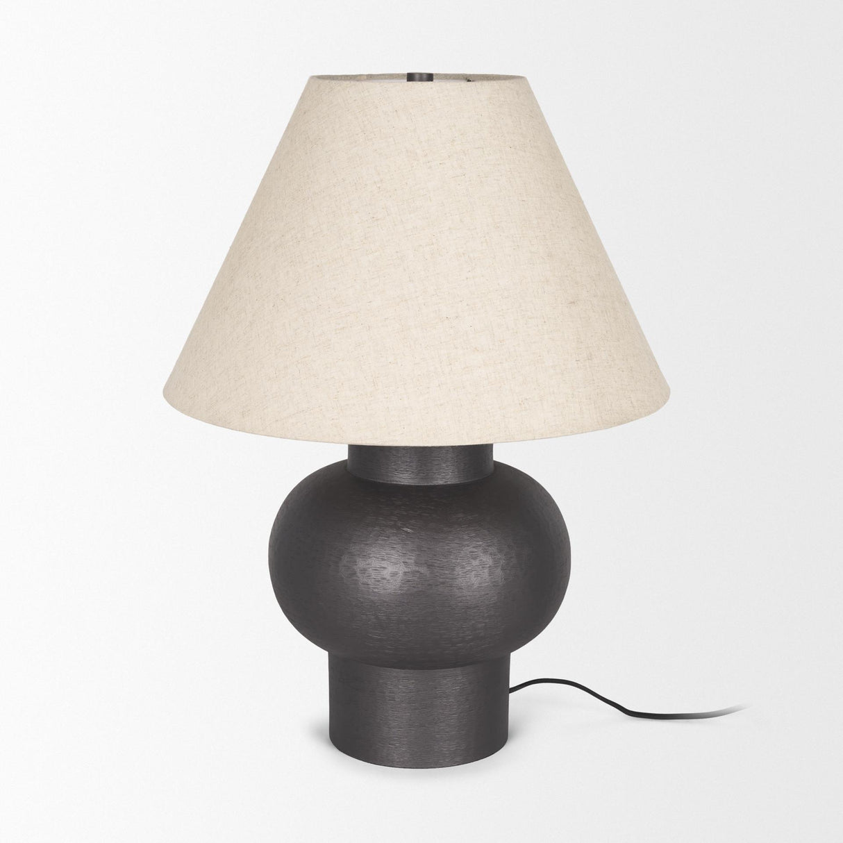 Mercana Salaah Black Brushed Metal w/ Beige Shade Table Lamp