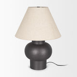 Mercana Salaah Black Brushed Metal w/ Beige Shade Table Lamp