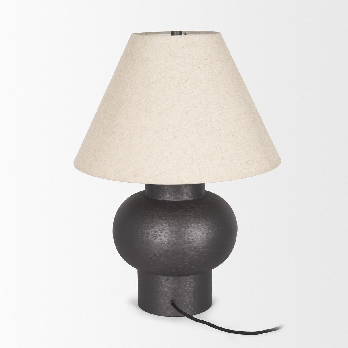 Mercana Salaah Black Brushed Metal w/ Beige Shade Table Lamp