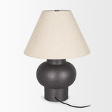 Mercana Salaah Black Brushed Metal w/ Beige Shade Table Lamp