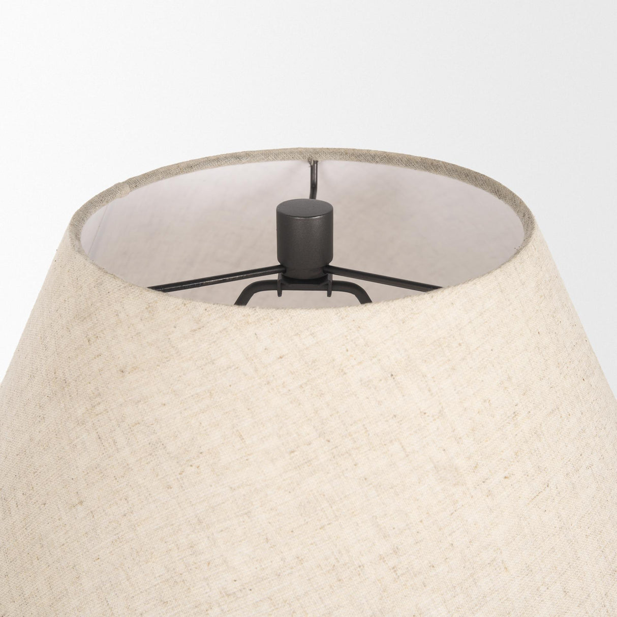 Mercana Salaah Black Brushed Metal w/ Beige Shade Table Lamp