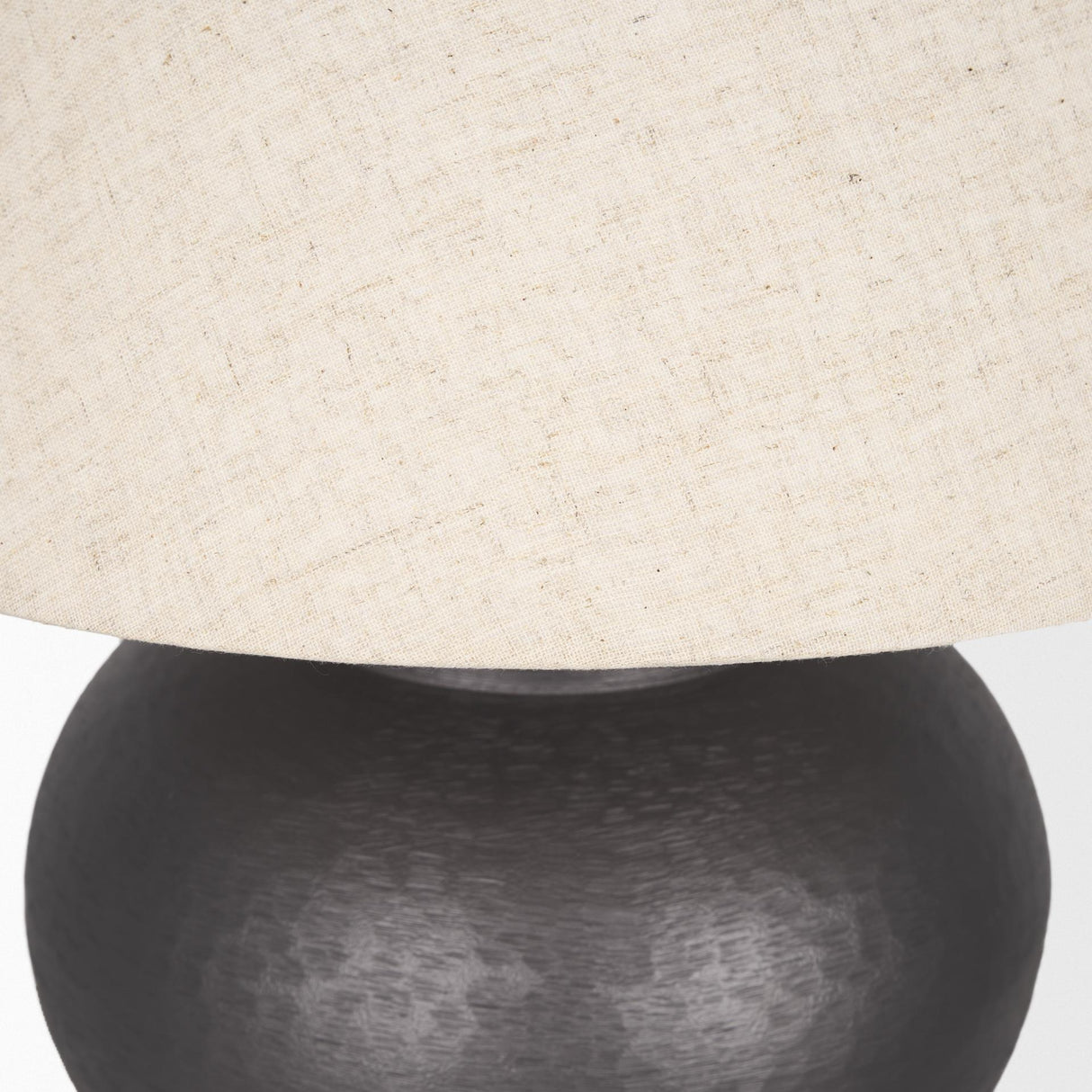 Mercana Salaah Black Brushed Metal w/ Beige Shade Table Lamp
