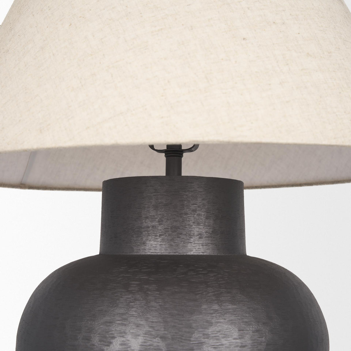 Mercana Salaah Black Brushed Metal w/ Beige Shade Table Lamp