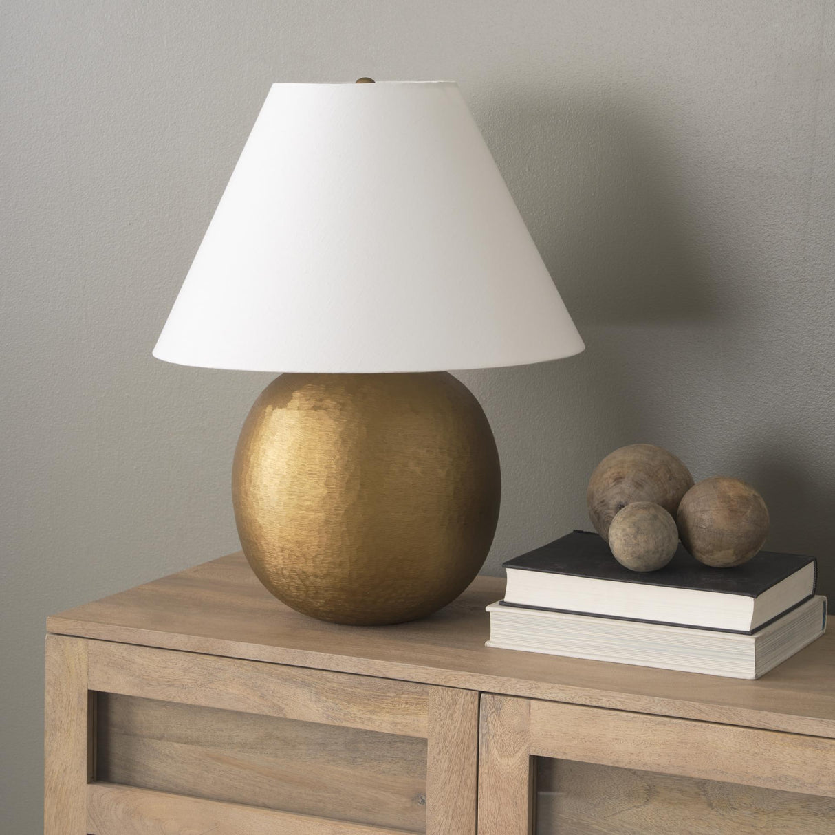Mercana Sadiyah Antiqued Gold Brushed Metal w/ Cream Shade Table Lamp