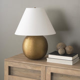 Mercana Sadiyah Antiqued Gold Brushed Metal w/ Cream Shade Table Lamp