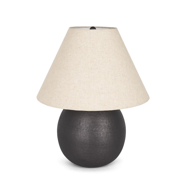 Mercana Sadiyah Black Brushed Metal w/ Beige Shade Table Lamp