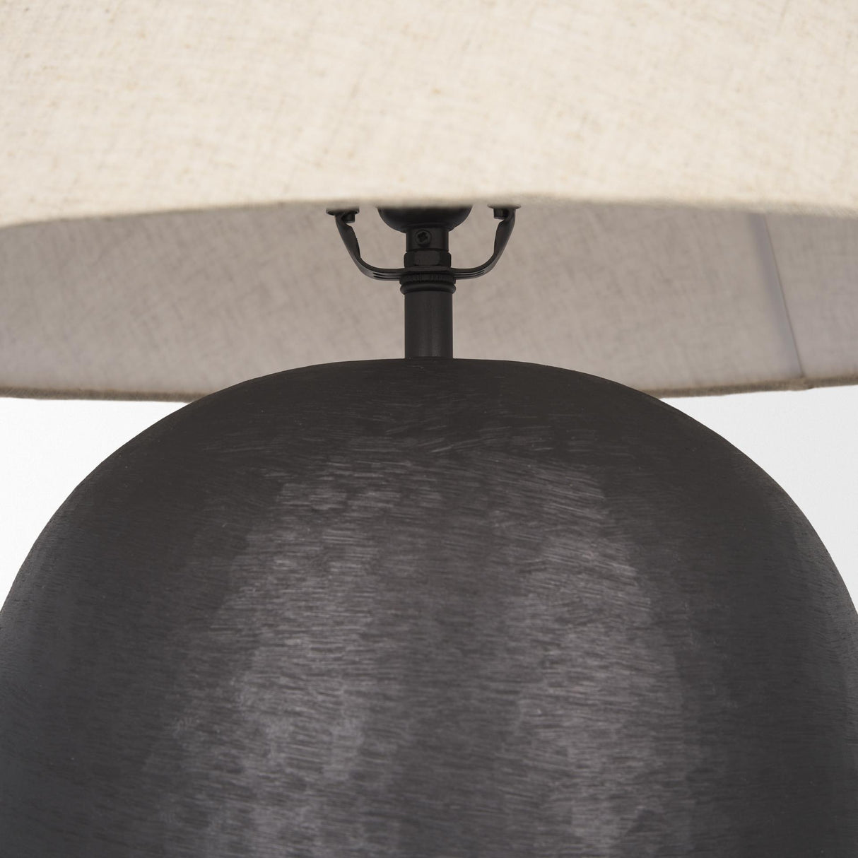 Mercana Sadiyah Black Brushed Metal w/ Beige Shade Table Lamp