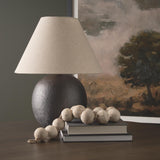 Mercana Sadiyah Black Brushed Metal w/ Beige Shade Table Lamp
