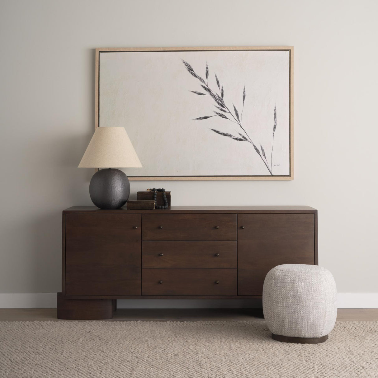 Mercana Sadiyah Black Brushed Metal w/ Beige Shade Table Lamp