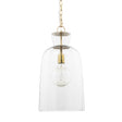 Mercana Sadah Tall Clear Blown Glass w/ Gold Metal Pendant Light