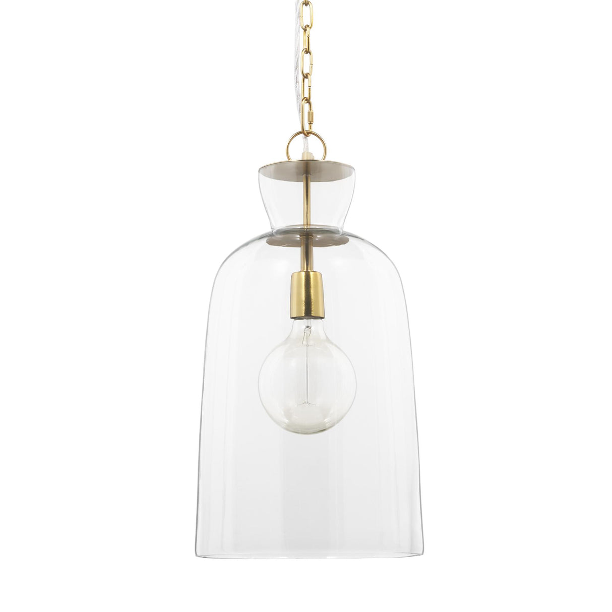 Mercana Sadah Tall Clear Blown Glass w/ Gold Metal Pendant Light