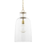 Mercana Sadah Tall Clear Blown Glass w/ Gold Metal Pendant Light