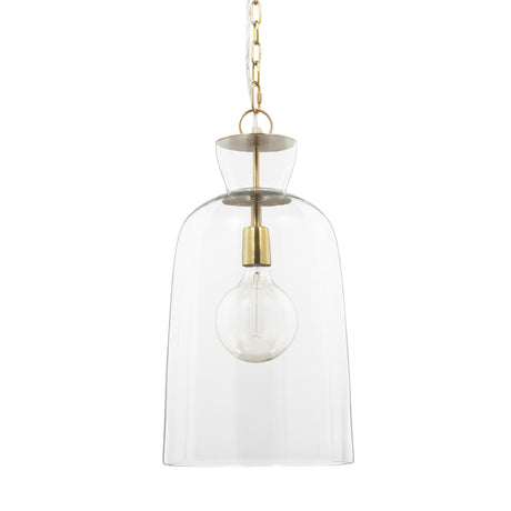 Mercana Sadah Tall Clear Blown Glass w/ Gold Metal Pendant Light