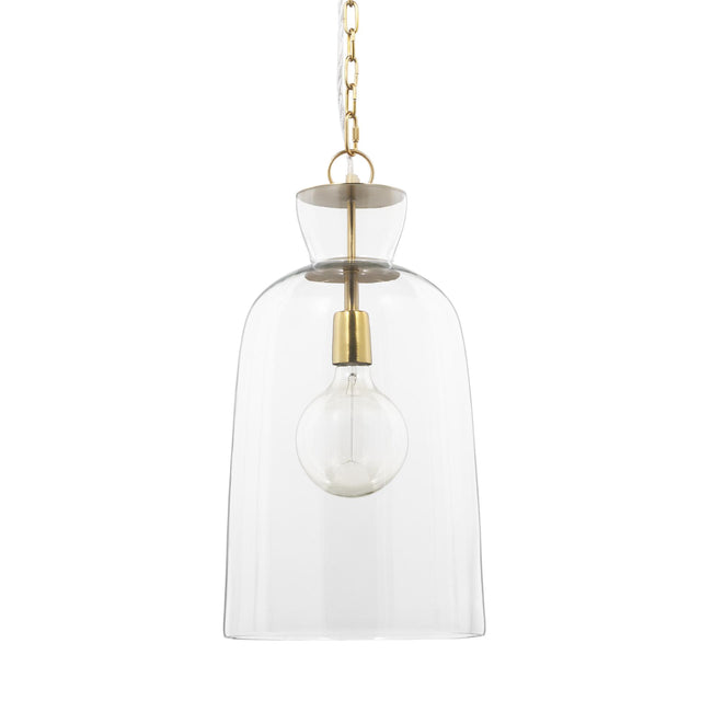 Mercana Sadah Tall Clear Blown Glass w/ Gold Metal Pendant Light