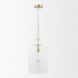 Mercana Sadah Tall Clear Blown Glass w/ Gold Metal Pendant Light