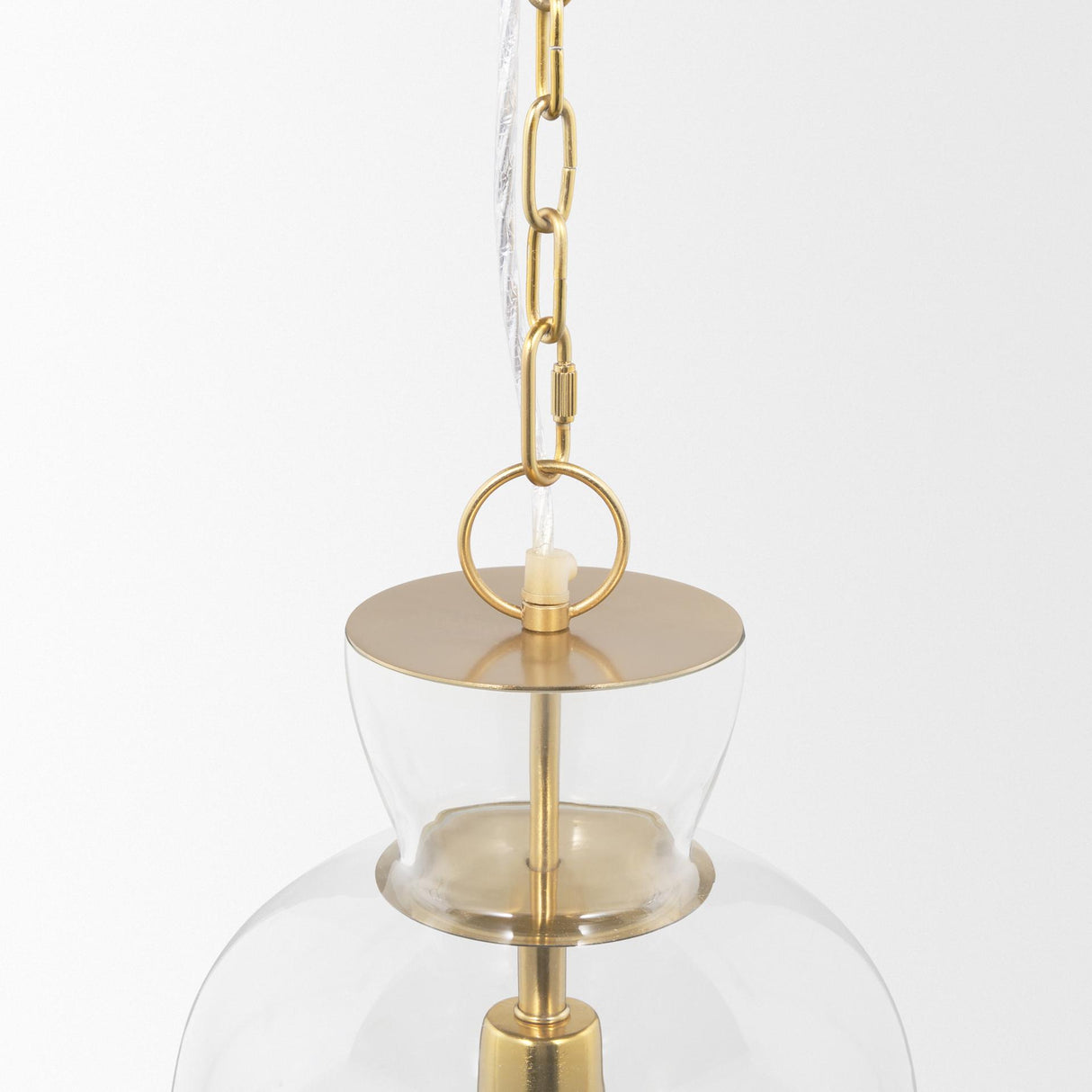 Mercana Sadah Tall Clear Blown Glass w/ Gold Metal Pendant Light