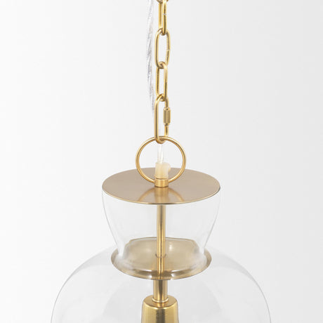 Mercana Sadah Tall Clear Blown Glass w/ Gold Metal Pendant Light