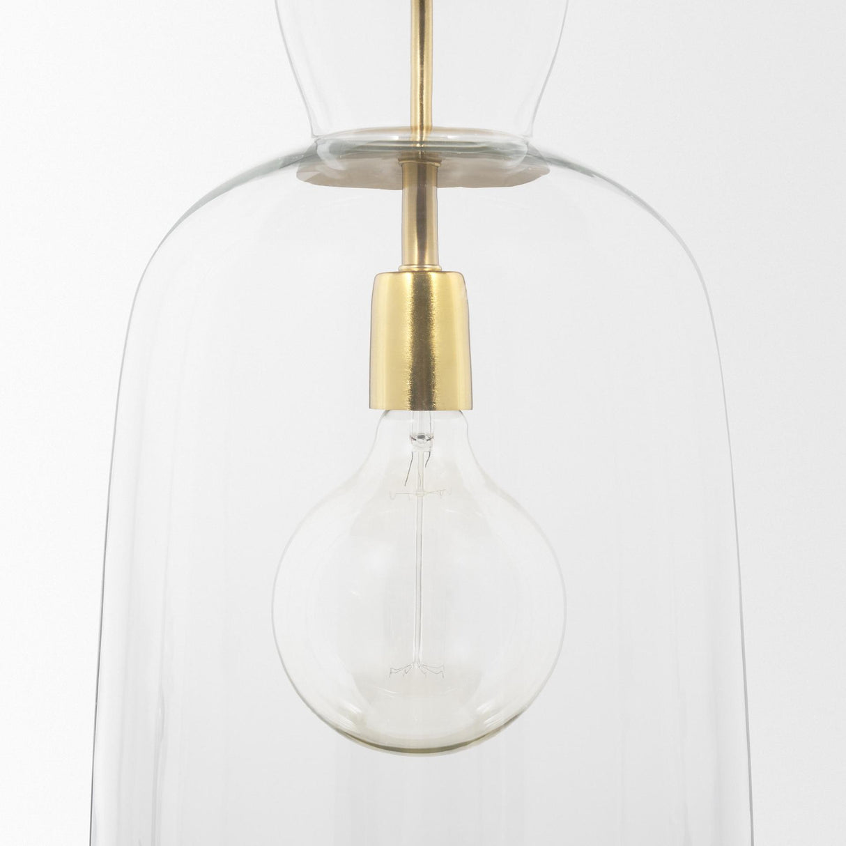 Mercana Sadah Tall Clear Blown Glass w/ Gold Metal Pendant Light
