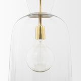 Mercana Sadah Tall Clear Blown Glass w/ Gold Metal Pendant Light