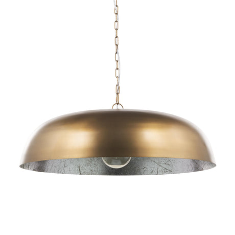 Mercana Sanne Antiqued Gold Metal w/ Silver Foil Wide Pendant Light