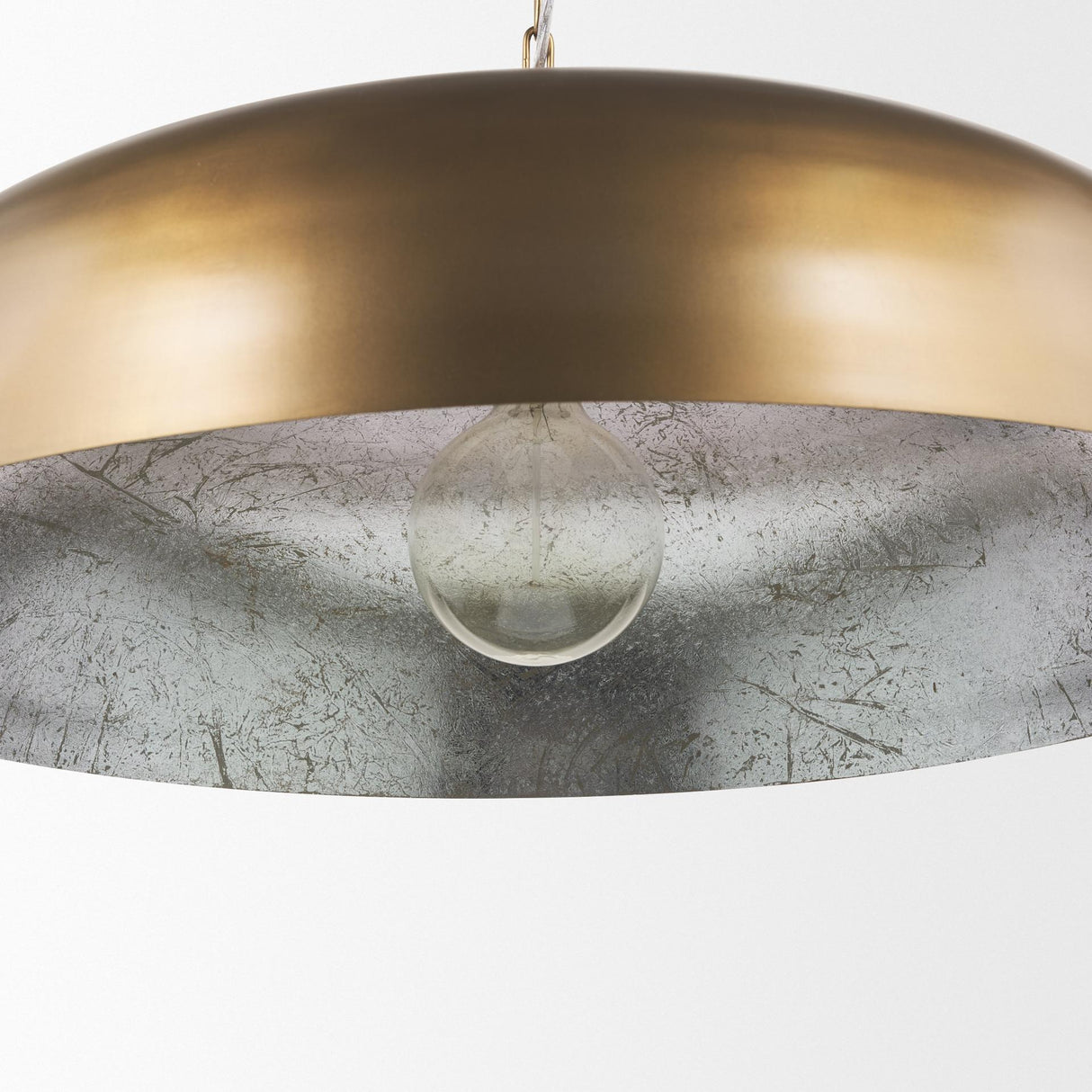 Mercana Sanne Antiqued Gold Metal w/ Silver Foil Wide Pendant Light