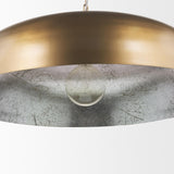 Mercana Sanne Antiqued Gold Metal w/ Silver Foil Wide Pendant Light