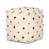 Mercana Saanvi Wool w/ Cream and Black Stitched Cross Patterned Pouf