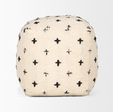 Mercana Saanvi Wool w/ Cream and Black Stitched Cross Patterned Pouf