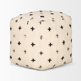 Mercana Saanvi Wool w/ Cream and Black Stitched Cross Patterned Pouf