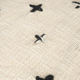 Mercana Saanvi Wool w/ Cream and Black Stitched Cross Patterned Pouf