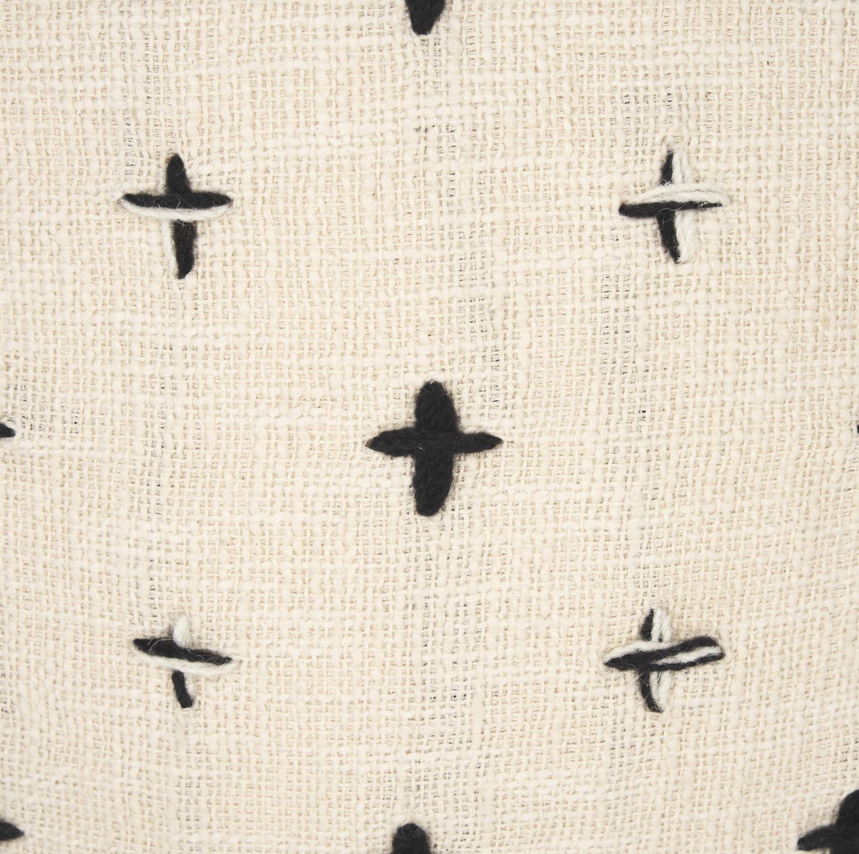 Mercana Saanvi Wool w/ Cream and Black Stitched Cross Patterned Pouf