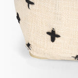 Mercana Saanvi Wool w/ Cream and Black Stitched Cross Patterned Pouf