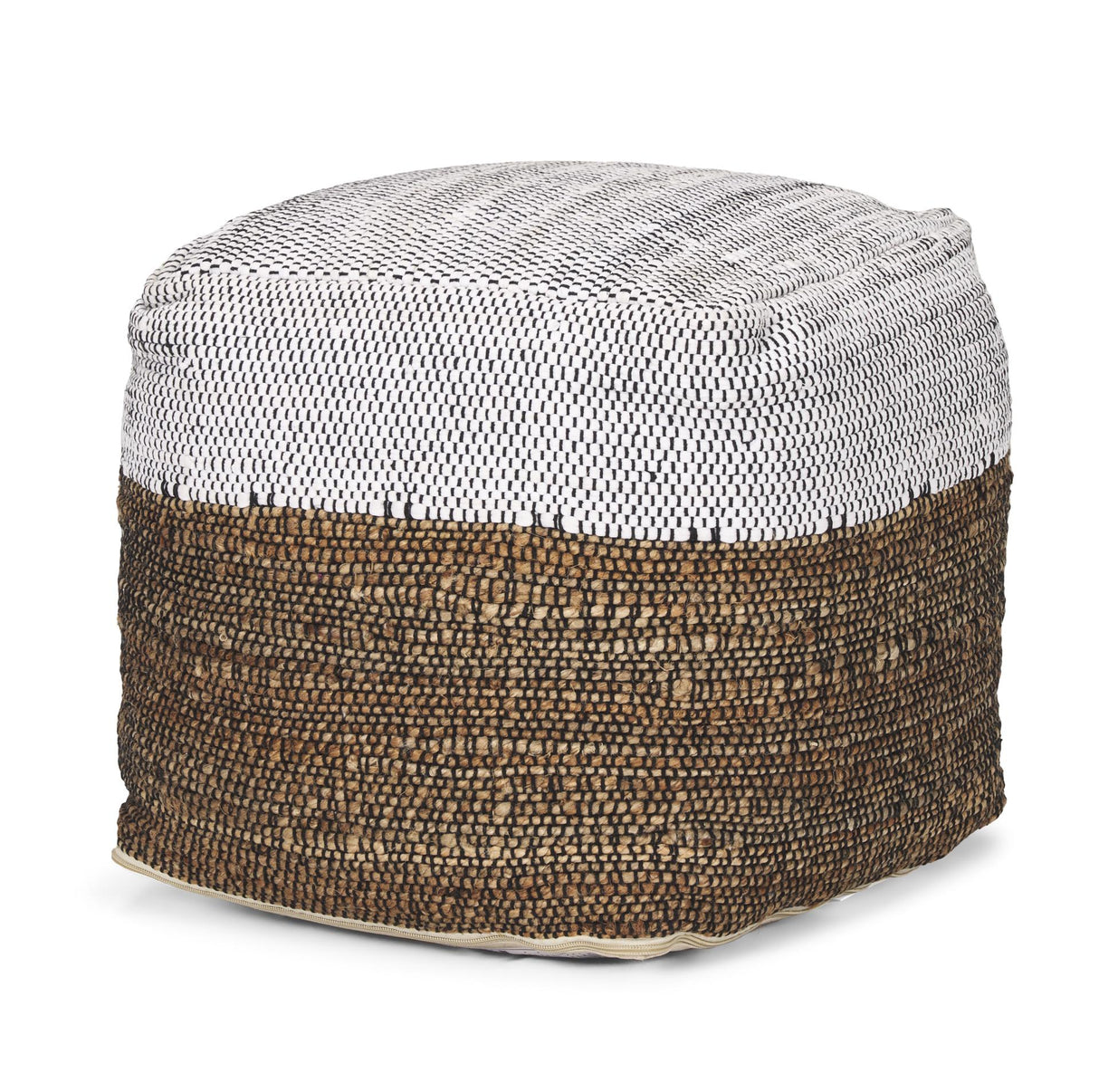 Mercana Samiya Jute w/ White Cotton Pouf