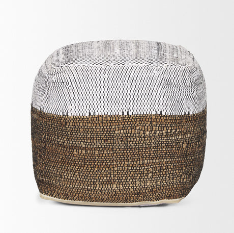 Mercana Samiya Jute w/ White Cotton Pouf