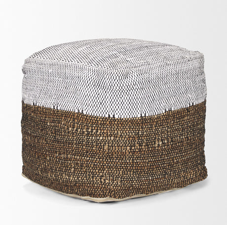 Mercana Samiya Jute w/ White Cotton Pouf