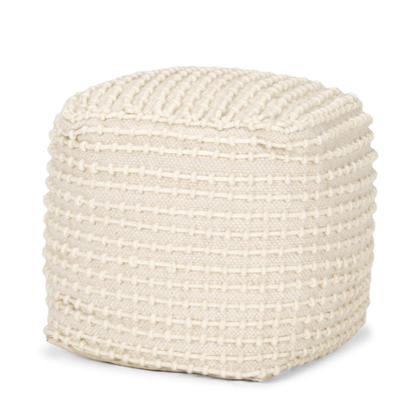 Mercana Sakaye Beige w/ Cream Stitched Patterned Pouf
