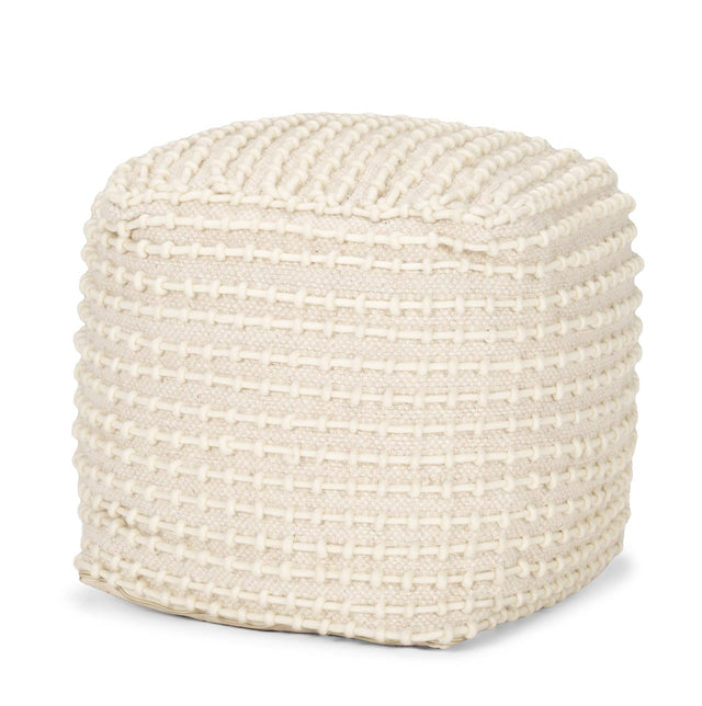 Mercana Sakaye Beige w/ Cream Stitched Patterned Pouf