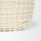 Mercana Sakaye Beige w/ Cream Stitched Patterned Pouf