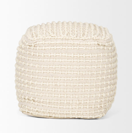Mercana Sakaye Beige w/ Cream Stitched Patterned Pouf