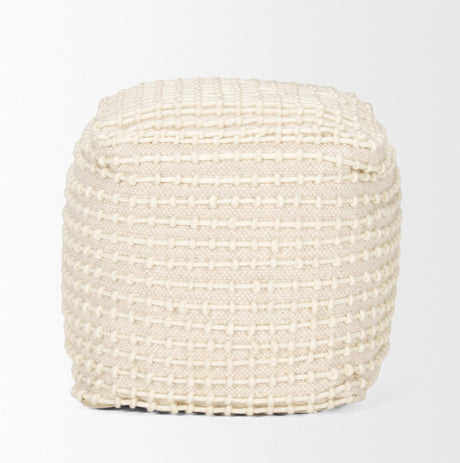 Mercana Sakaye Beige w/ Cream Stitched Patterned Pouf