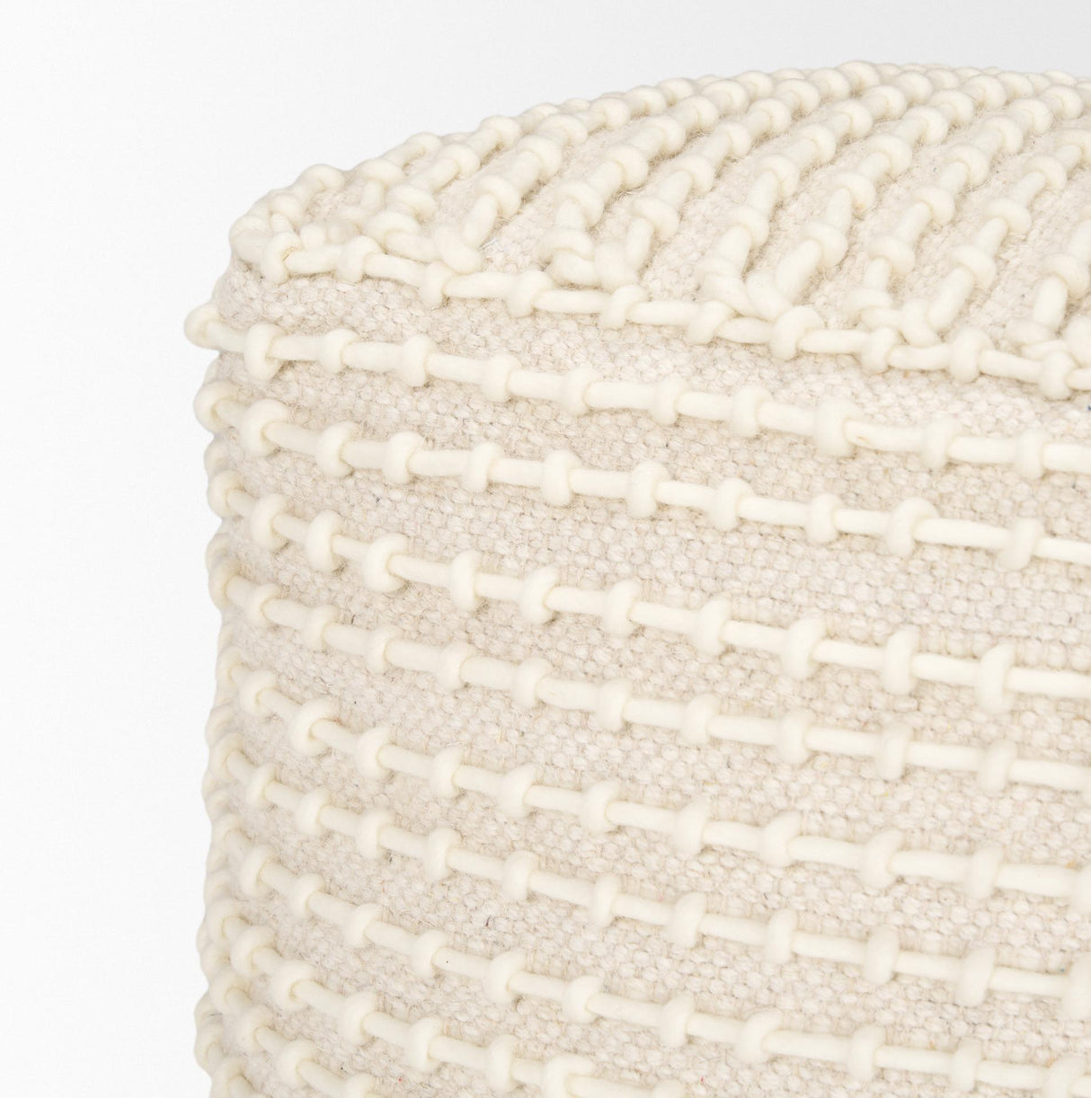 Mercana Sakaye Beige w/ Cream Stitched Patterned Pouf