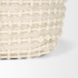 Mercana Sakaye Beige w/ Cream Stitched Patterned Pouf