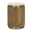 Mercana Satima White Marble w/ Gold Metal Round Fluted Accent Table