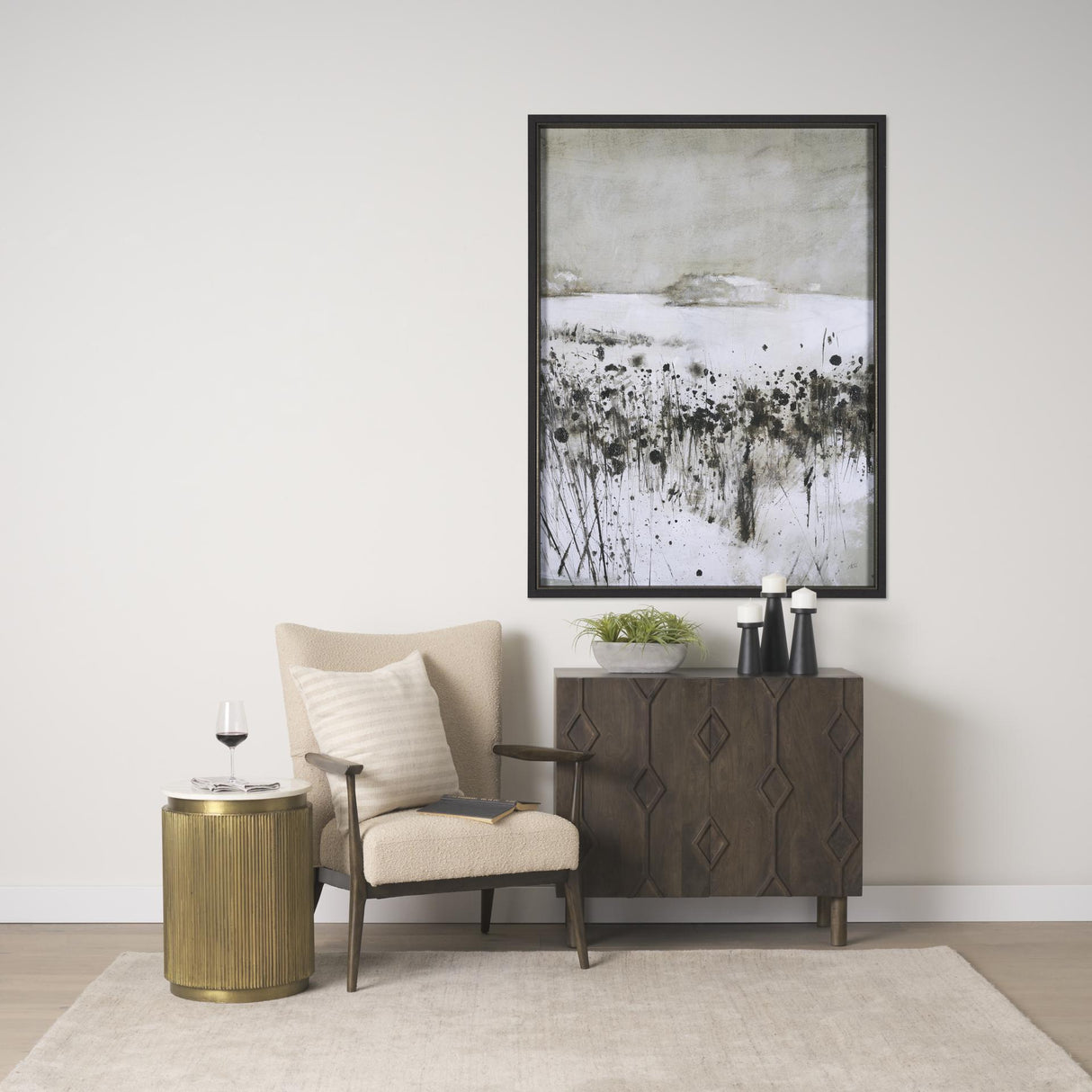 Mercana Satima White Marble w/ Gold Metal Round Fluted Accent Table