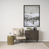 Mercana Satima White Marble w/ Gold Metal Round Fluted Accent Table