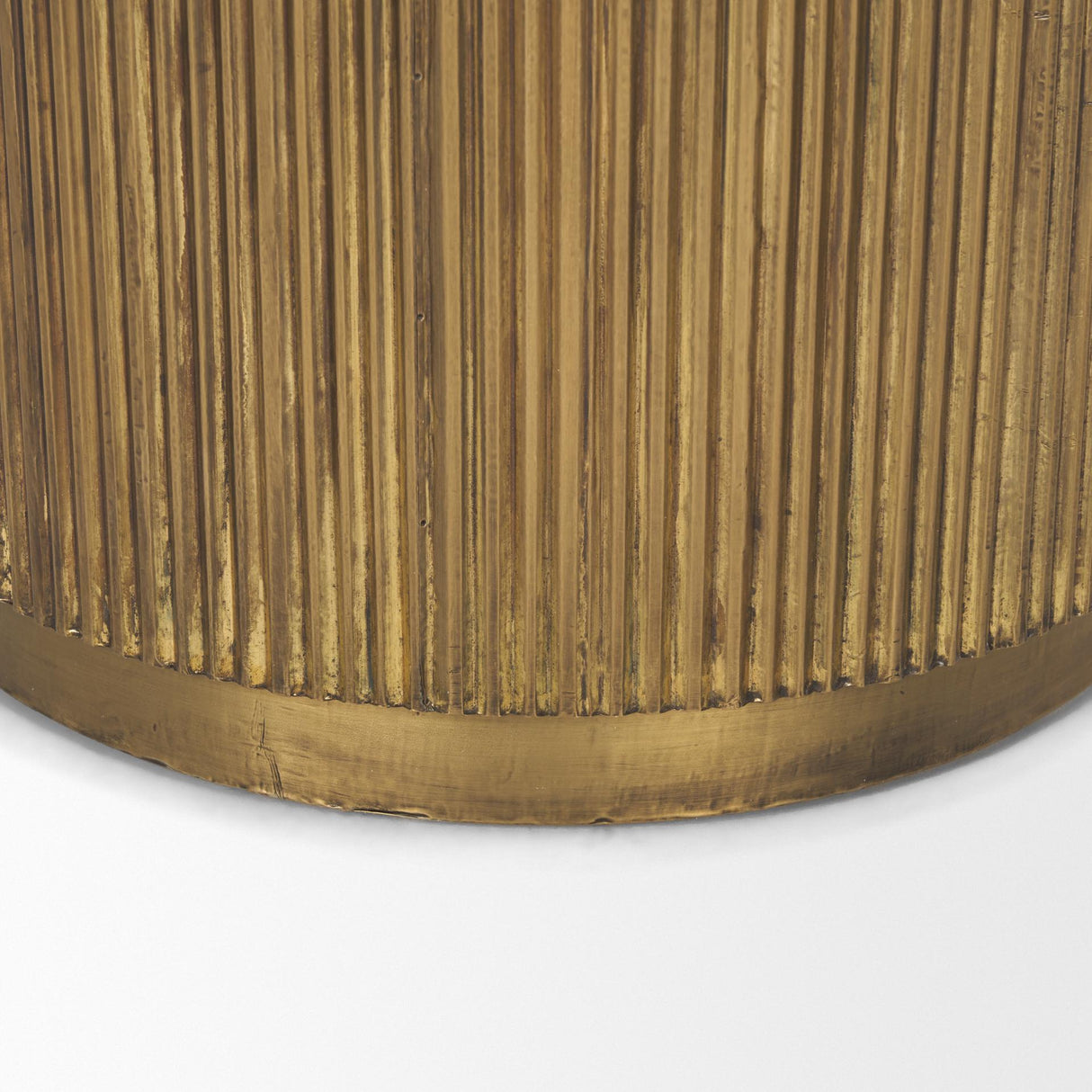 Mercana Satima White Marble w/ Gold Metal Round Fluted Accent Table