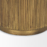 Mercana Satima White Marble w/ Gold Metal Round Fluted Accent Table